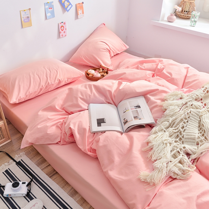 91家纺网 家纺一手货源 找家纺 极梦家纺（支持定制） 2025新款40支13372全棉单被套 粉玉色