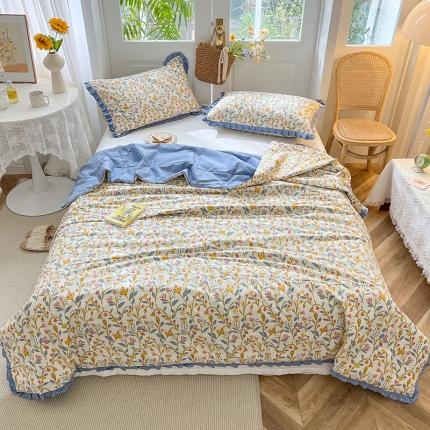 有货 2022新款至臻13372全棉大豆被夏凉被春秋被蓝铃花