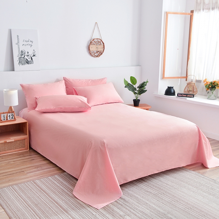 91家纺网 家纺一手货源 找家纺 极梦家纺（支持定制） 2025新款40支13372全棉单床单 粉玉色