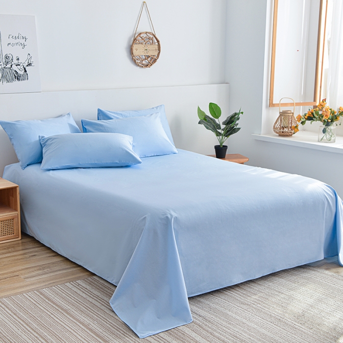 91家纺网 家纺一手货源 找家纺 极梦家纺（支持定制） 2025新款40支13372全棉单床单 浅蓝