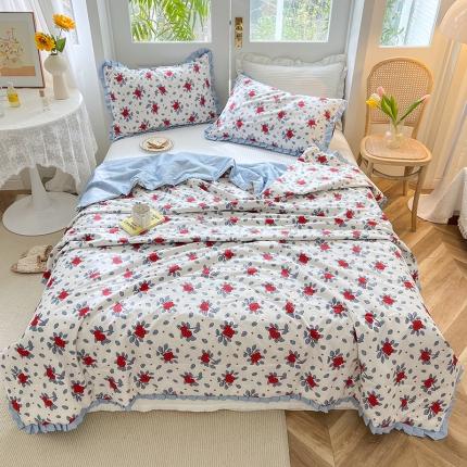 91家纺网 家纺一手货源 找家纺 有货 2022新款至臻13372全棉大豆被夏凉被春秋被 红菱