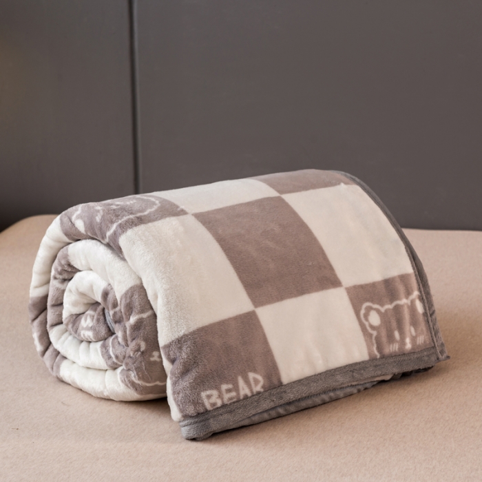 91家纺网 家纺一手货源 找家纺 慕尚 2025新款雪貂绒四季毛毯 可爱熊