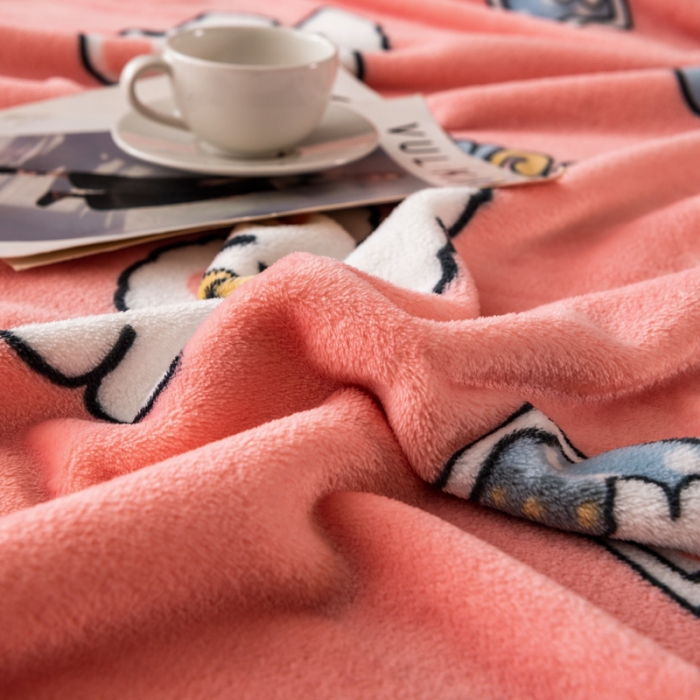 91家纺网 家纺一手货源 找家纺 慕尚 2025新款雪貂绒四季毛毯 快乐小兔