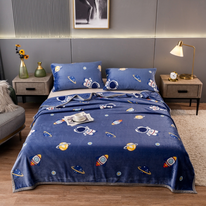 91家纺网 家纺一手货源 找家纺 慕尚 2025新款雪貂绒四季毛毯 太空人