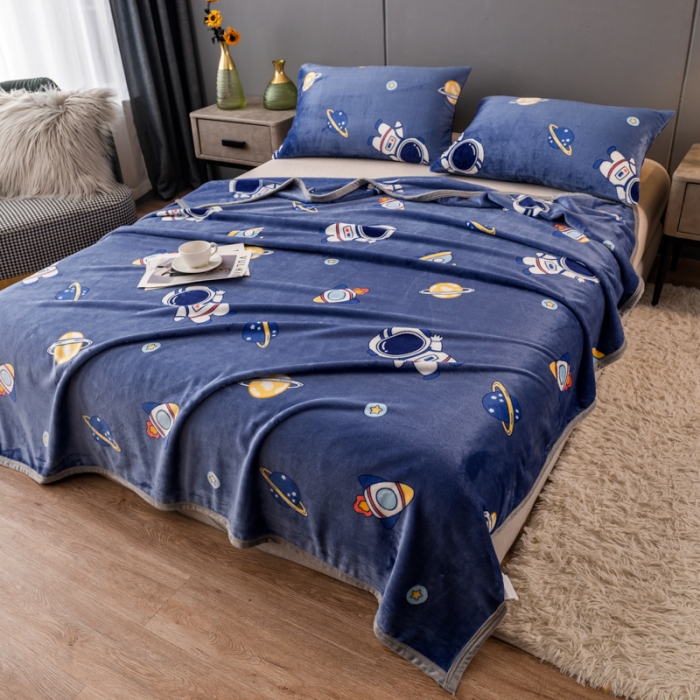 91家纺网 家纺一手货源 找家纺 慕尚 2025新款雪貂绒四季毛毯 太空人