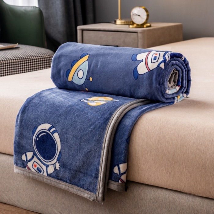 91家纺网 家纺一手货源 找家纺 慕尚 2025新款雪貂绒四季毛毯 太空人