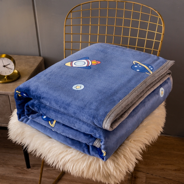 91家纺网 家纺一手货源 找家纺 慕尚 2025新款雪貂绒四季毛毯 太空人