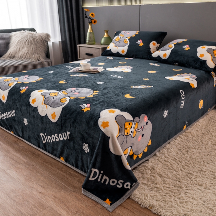 91家纺网 家纺一手货源 找家纺 慕尚 2025新款雪貂绒四季毛毯 小恐龙