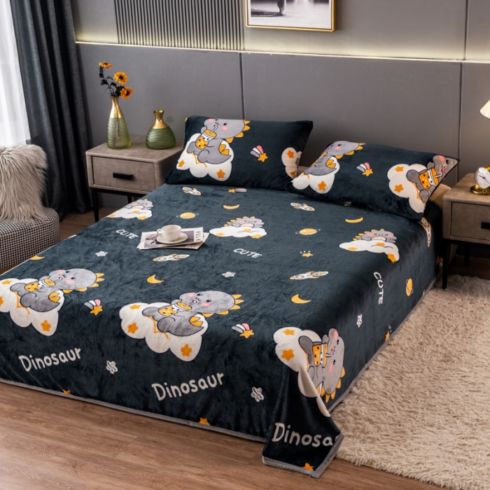 91家纺网 家纺一手货源 找家纺 慕尚 2025新款雪貂绒四季毛毯 小恐龙