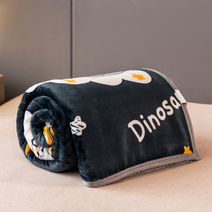 91家纺网 家纺一手货源 找家纺 慕尚 2025新款雪貂绒四季毛毯 小恐龙