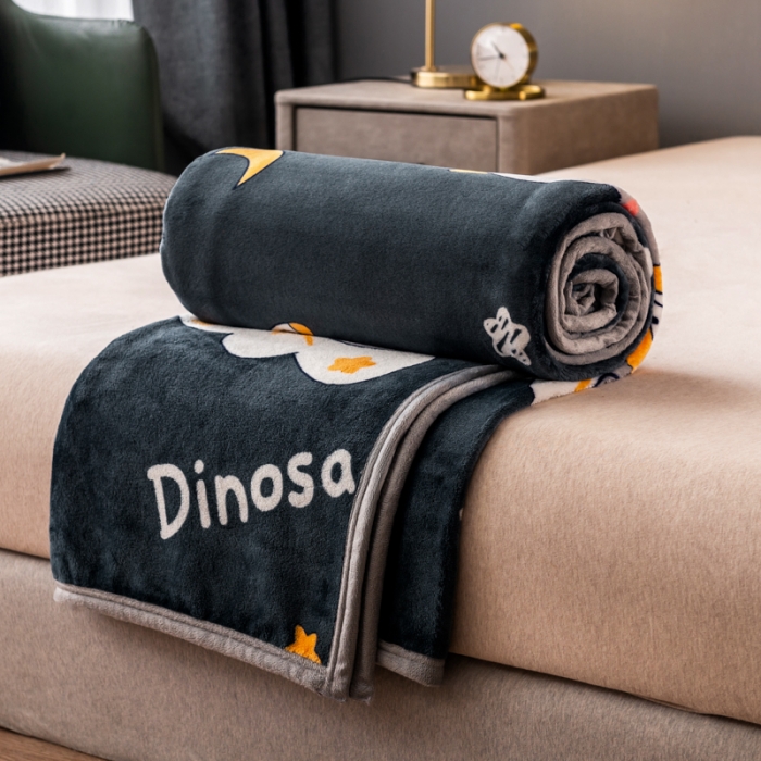 91家纺网 家纺一手货源 找家纺 慕尚 2025新款雪貂绒四季毛毯 小恐龙