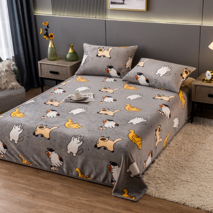 91家纺网 家纺一手货源 找家纺 慕尚 2025新款雪貂绒四季毛毯 小猫咪