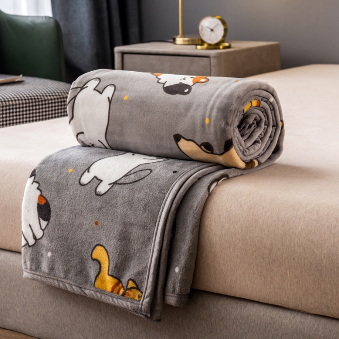 91家纺网 家纺一手货源 找家纺 慕尚 2025新款雪貂绒四季毛毯 小猫咪