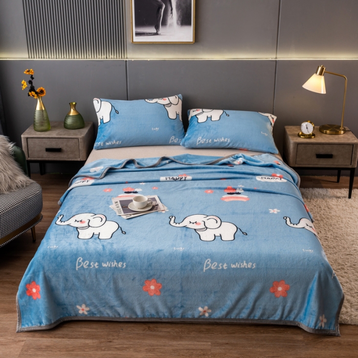 91家纺网 家纺一手货源 找家纺 慕尚 2025新款雪貂绒四季毛毯 小象