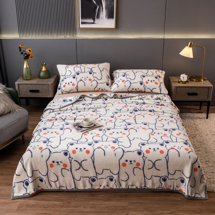 91家纺网 家纺一手货源 找家纺 慕尚 2025新款雪貂绒四季毛毯 小熊宝