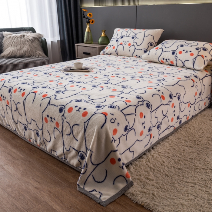 91家纺网 家纺一手货源 找家纺 慕尚 2025新款雪貂绒四季毛毯 小熊宝