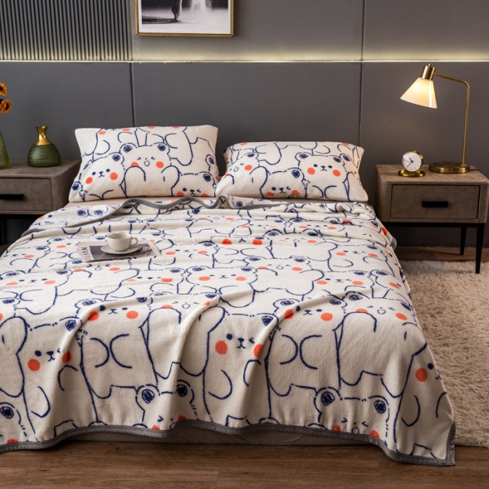 91家纺网 家纺一手货源 找家纺 慕尚 2025新款雪貂绒四季毛毯 小熊宝