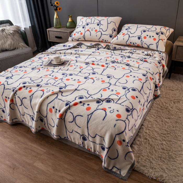 91家纺网 家纺一手货源 找家纺 慕尚 2025新款雪貂绒四季毛毯 小熊宝