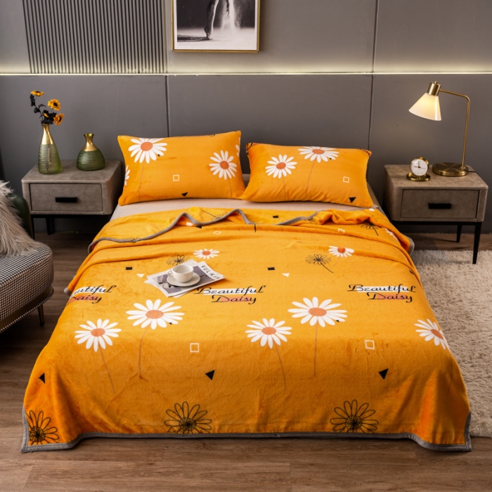 91家纺网 家纺一手货源 找家纺 慕尚 2025新款雪貂绒四季毛毯 幸运花