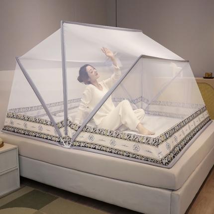 91家纺网 家纺一手货源 找家纺 青竹苑 2022新款网红折叠蚊帐-五股加高 莫奈花园