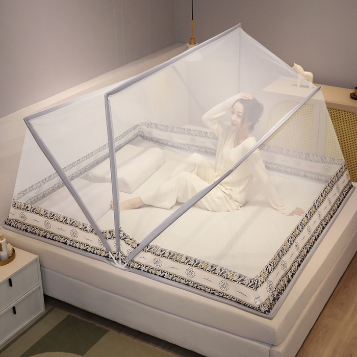 91家纺网 家纺一手货源 找家纺 （总）青竹苑 2022新款网红折叠蚊帐-五股加高