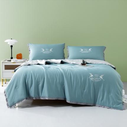 91家纺网 家纺一手货源 找家纺 梦镜 2025新款莱卡天丝夏被母婴级夏凉被 天空蓝