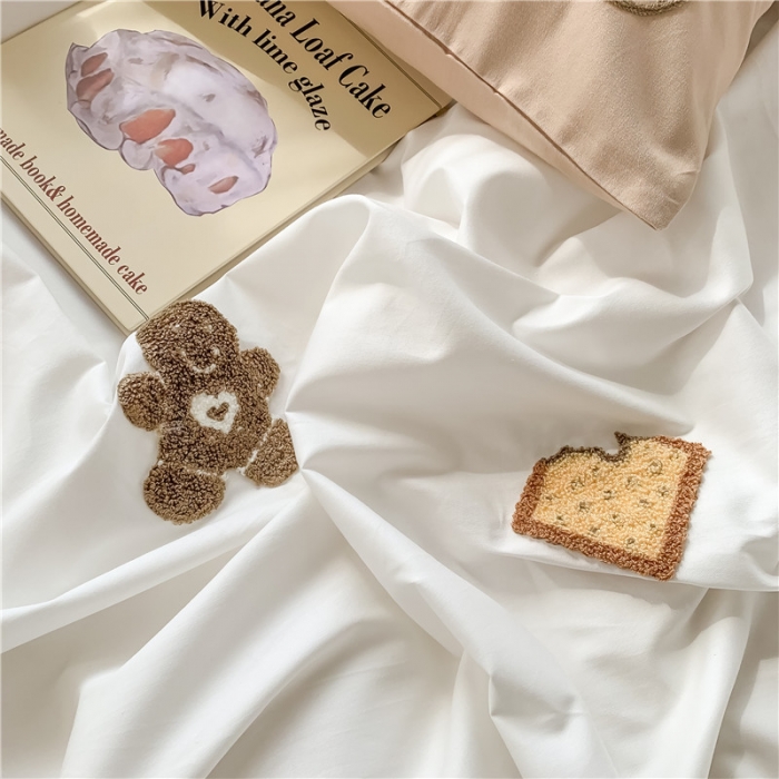 91家纺网 家纺一手货源 找家纺 蜜柚 2024款全棉曲奇毛巾绣系列四件套 曲奇饼干-卡其