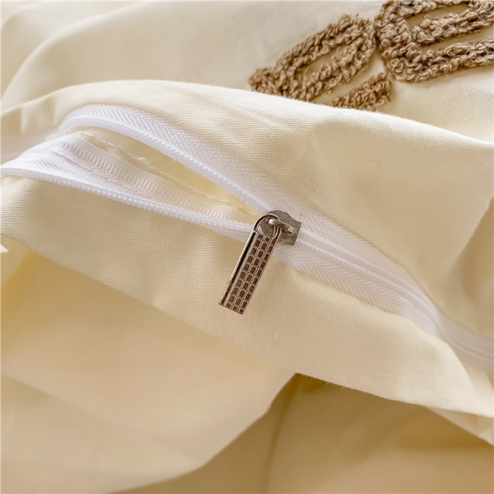 91家纺网 家纺一手货源 找家纺 蜜柚 2024款全棉曲奇毛巾绣系列四件套 曲奇饼干-奶油白