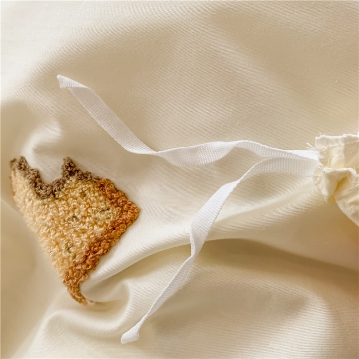 91家纺网 家纺一手货源 找家纺 蜜柚 2024款全棉曲奇毛巾绣系列四件套 曲奇饼干-奶油白