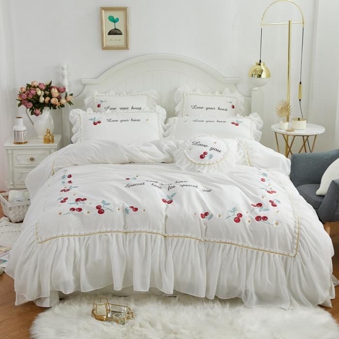 91家纺网 家纺一手货源 找家纺 亲亲公主 新款全棉蕾丝公主风四件套绣花四件套