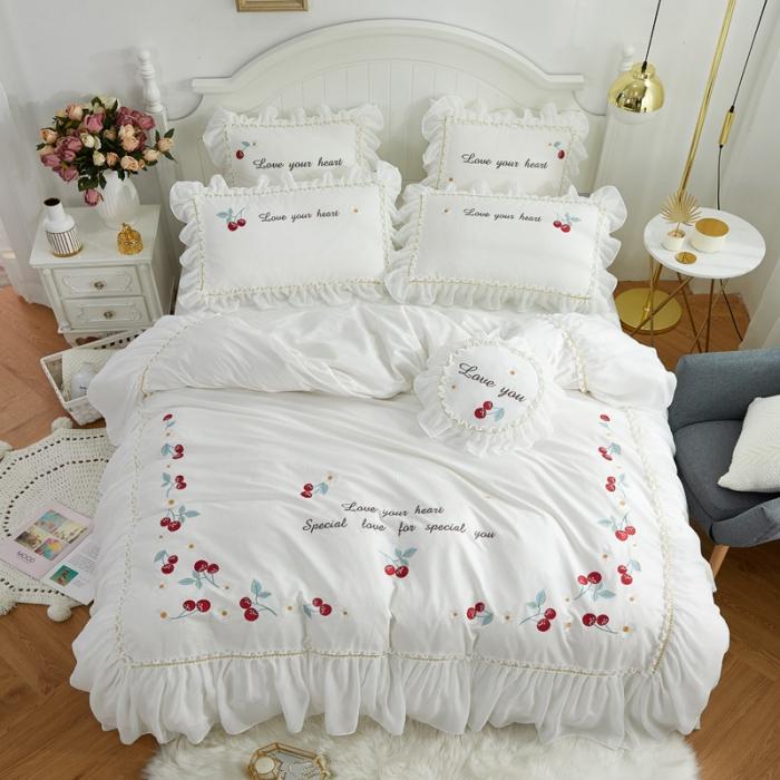 91家纺网 家纺一手货源 找家纺 亲亲公主 新款全棉蕾丝公主风四件套绣花四件套