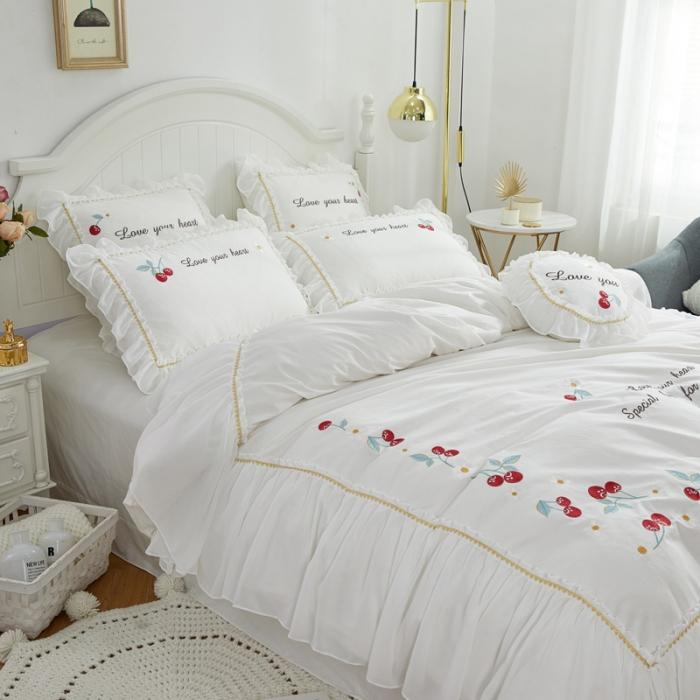 91家纺网 家纺一手货源 找家纺 亲亲公主 新款全棉蕾丝公主风四件套绣花四件套