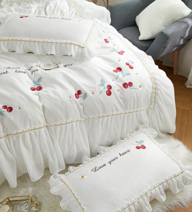 91家纺网 家纺一手货源 找家纺 亲亲公主 新款全棉蕾丝公主风四件套绣花四件套