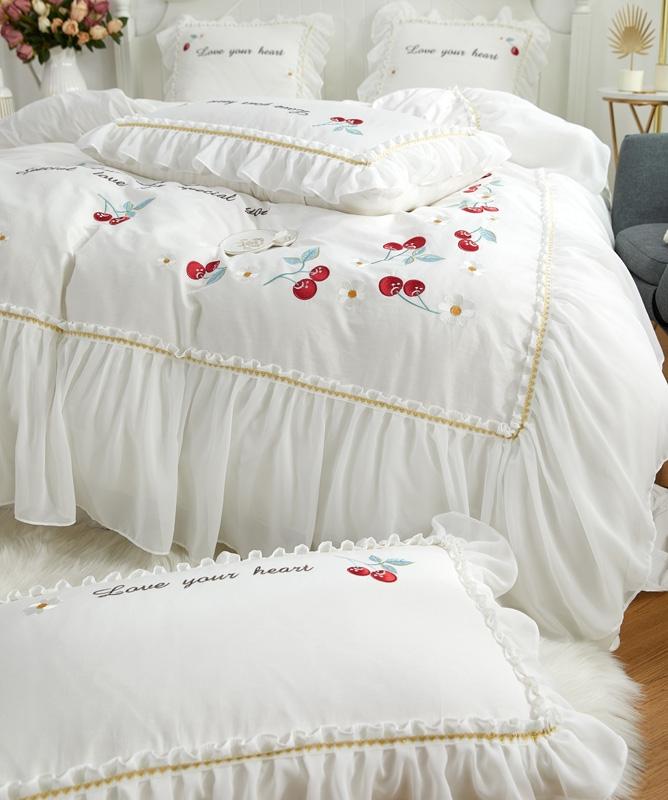 91家纺网 家纺一手货源 找家纺 亲亲公主 新款全棉蕾丝公主风四件套绣花四件套