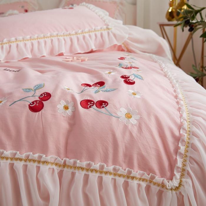 91家纺网 家纺一手货源 找家纺 亲亲公主 新款全棉蕾丝公主风四件套绣花四件套