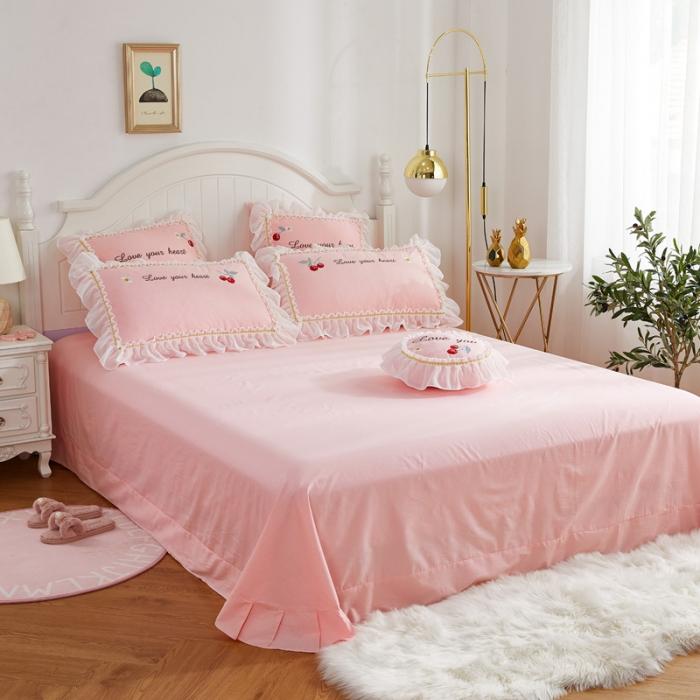 91家纺网 家纺一手货源 找家纺 亲亲公主 新款全棉蕾丝公主风四件套绣花四件套