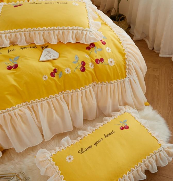 91家纺网 家纺一手货源 找家纺 亲亲公主 新款全棉蕾丝公主风四件套绣花四件套