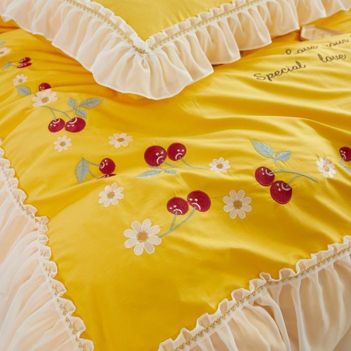 91家纺网 家纺一手货源 找家纺 亲亲公主 新款全棉蕾丝公主风四件套绣花四件套