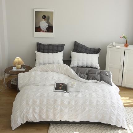 91家纺网 家纺一手货源 找家纺 （总）仟网汇 2022新款休闲款泡泡纱四件套