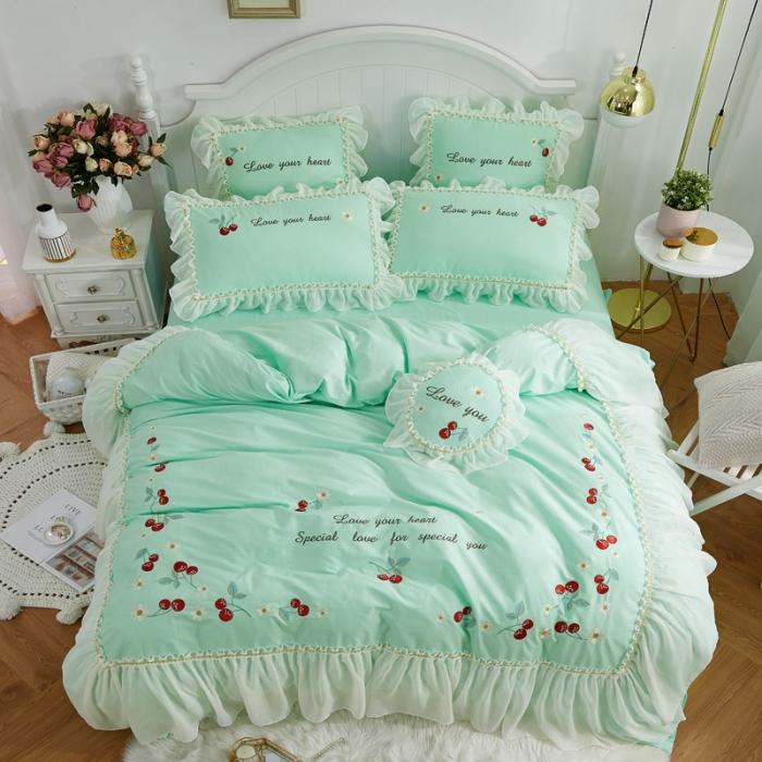 91家纺网 家纺一手货源 找家纺 亲亲公主 新款全棉蕾丝公主风四件套绣花四件套