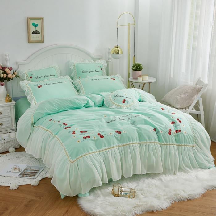 91家纺网 家纺一手货源 找家纺 亲亲公主 新款全棉蕾丝公主风四件套绣花四件套