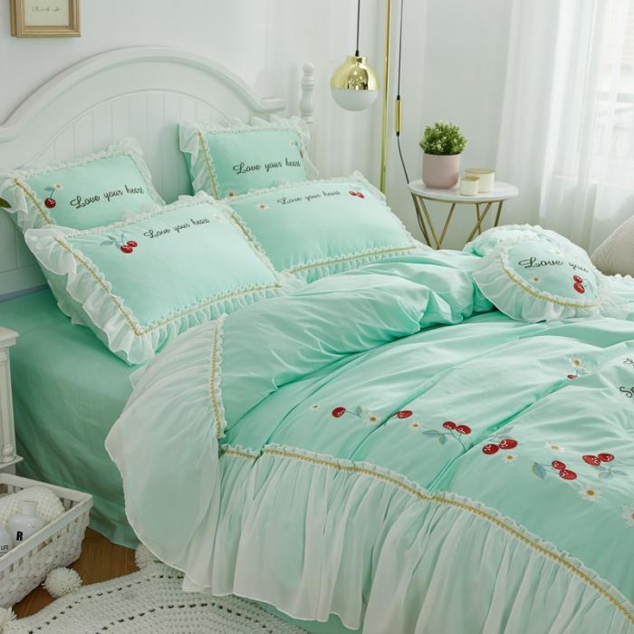 91家纺网 家纺一手货源 找家纺 亲亲公主 新款全棉蕾丝公主风四件套绣花四件套