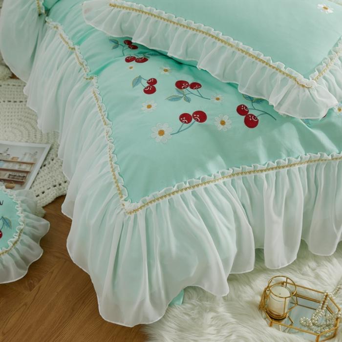 91家纺网 家纺一手货源 找家纺 亲亲公主 新款全棉蕾丝公主风四件套绣花四件套