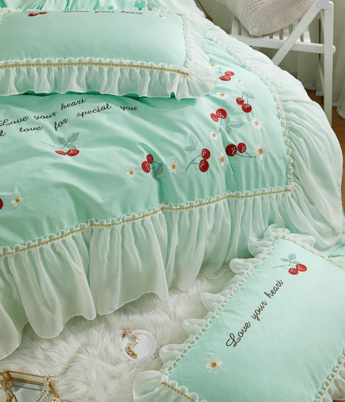 91家纺网 家纺一手货源 找家纺 亲亲公主 新款全棉蕾丝公主风四件套绣花四件套