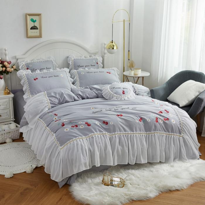 91家纺网 家纺一手货源 找家纺 亲亲公主 新款全棉蕾丝公主风四件套绣花四件套