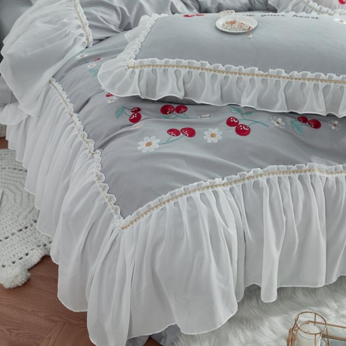 91家纺网 家纺一手货源 找家纺 亲亲公主 新款全棉蕾丝公主风四件套绣花四件套