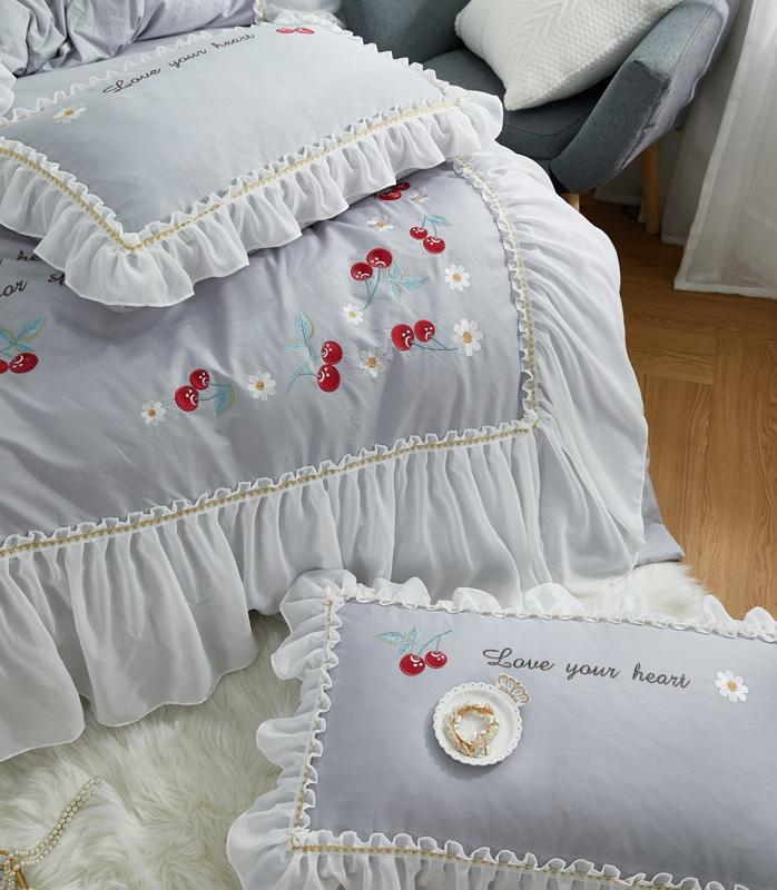 91家纺网 家纺一手货源 找家纺 亲亲公主 新款全棉蕾丝公主风四件套绣花四件套