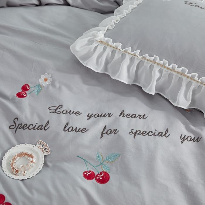 91家纺网 家纺一手货源 找家纺 亲亲公主 新款全棉蕾丝公主风四件套绣花四件套