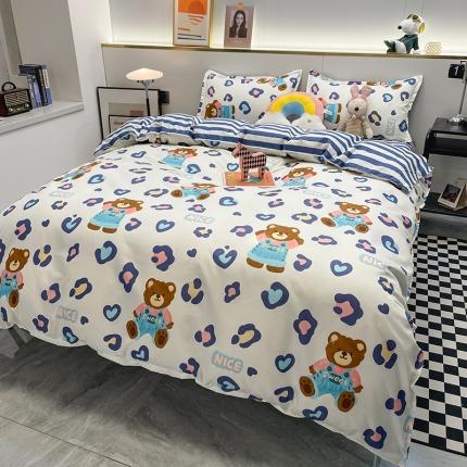 宏源家纺 2022新款亲肤棉印花四件套 豹纹熊