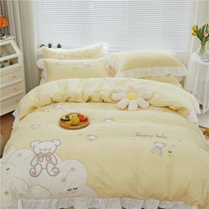 （总）亲亲公主2025全棉水洗棉卡通可爱风刺绣四件套